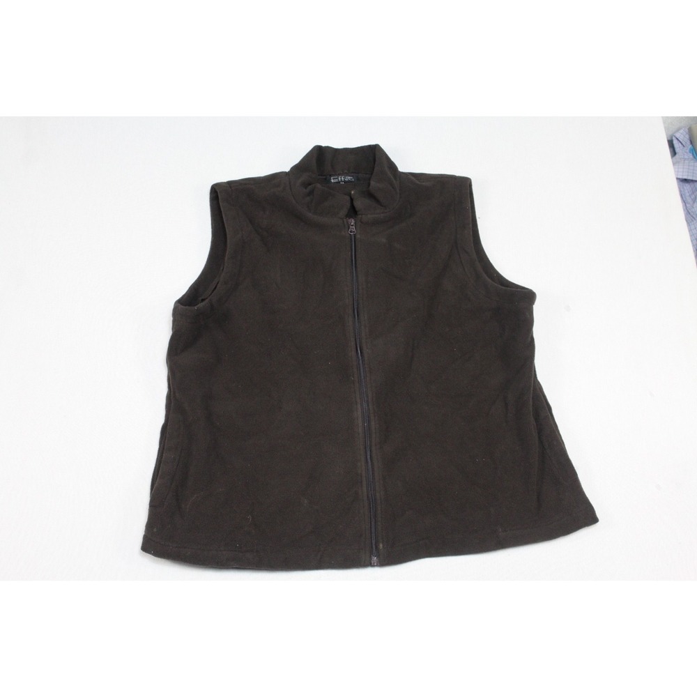 Effeci Women Brown Sweater Vest Mock Neck Casual Size 2X